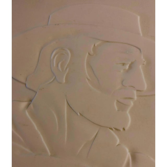 Realism Abraham Harriton Milk Glass Carved Sculpture Panel Cowboy Indian WPA Artist Americana, 1940s For Sale - Image 3 of 7