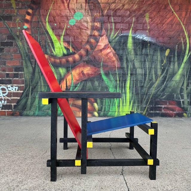 Iconic Red and Blue Armchair by Gerrit Rietvald For Sale In Cleveland - Image 6 of 12
