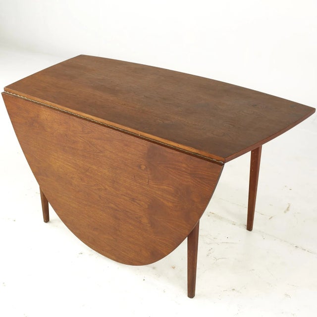 Jack Cartwright for Founders Mid Century Walnut Drop Leaf Dining Table For Sale - Image 10 of 11