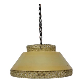 Vintage Tole French Filagree Metal Hanging Ceiling Kitchen Light For Sale