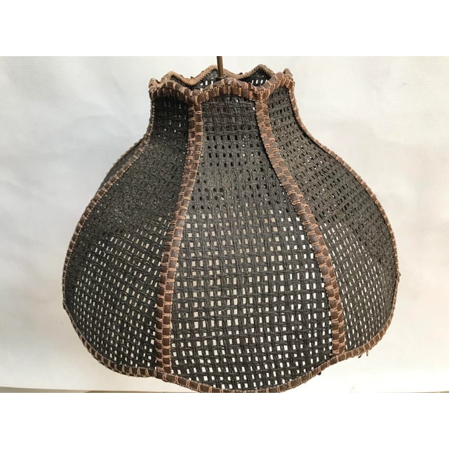 Brown Pendant Light in Woven Thick Threads, 1970s For Sale - Image 8 of 17