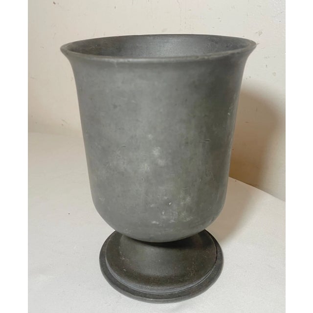 18th Century Rare Antique 18th Century 1700s Handmade English Pewter Footed Vase Chalice For Sale - Image 5 of 9