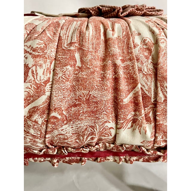Vintage French Provincial Style Red Toile Foot Stool in the Style of Mackenzie Childs For Sale - Image 13 of 13