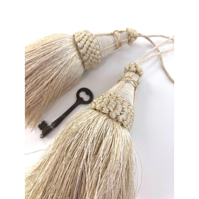 French Country Pair of Key Tassels in Cream / Neutral Color For Sale - Image 3 of 13