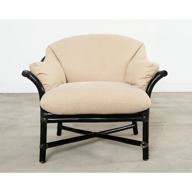 Contemporary McGuire Organic Modern Lacquered Rattan Lounge Chair For Sale - Image 3 of 17