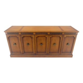 Fine Mid Century Modern Brown Mahogany 5 Doors Compartment Drawers Credenza MINT For Sale