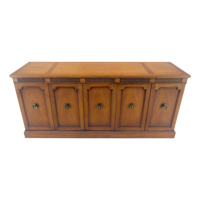 Fine Mid Century Modern Brown Mahogany 5 Doors Compartment Drawers Credenza MINT For Sale