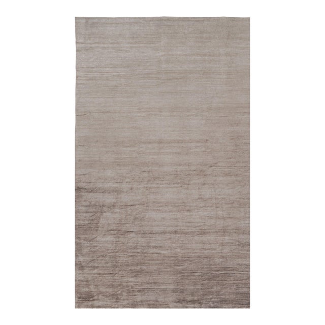 Rug & Kilim’s Oversized Modern Textural Rug in Brown, White and Beige Striae - 12x20 For Sale