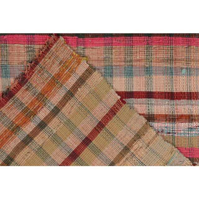 Textile Rug & Kilim’s Oversized Flat Weave Runner in Pink & Colorful Plaid Pattern For Sale - Image 7 of 7