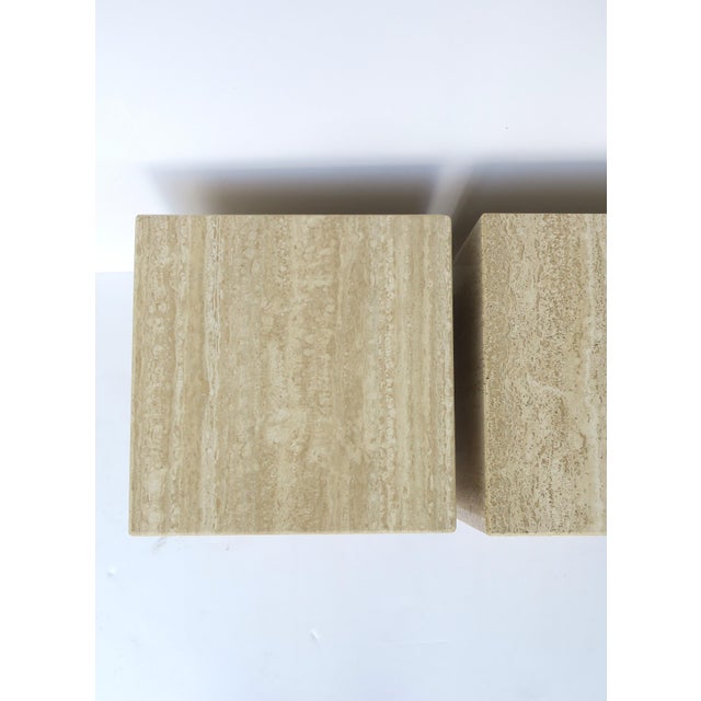 Italian Travertine Marble End Tables, Pair For Sale - Image 14 of 17