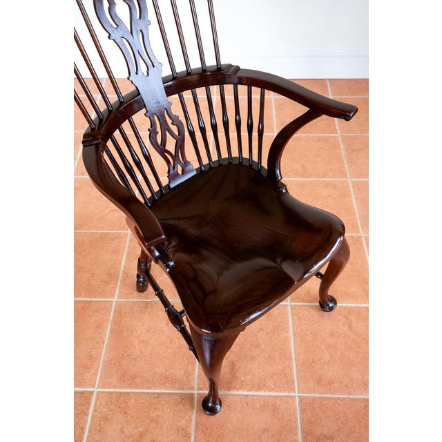 Antique Georgian Revival Victorian Windsor Chair Thames Valley in Mahogany, 1890 For Sale - Image 4 of 18