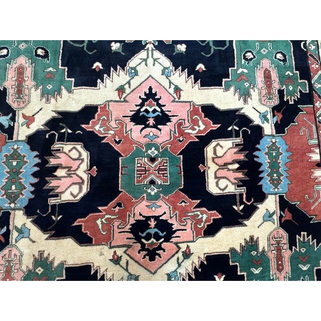 6ft 8in × 8ft Heriz Floral Medallion Area Rug For Sale - Image 10 of 12