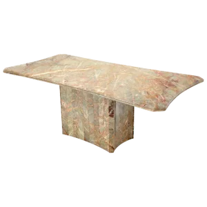 Concave Side Rectangular Pedestal Base Marble Dining Conference Table