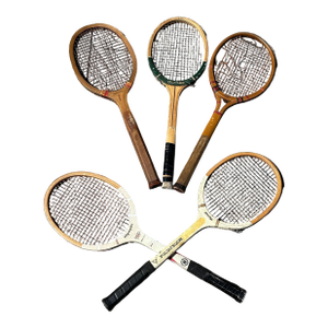 Collection of Vintage Miscellaneous Wooden Tennis Rackets- Set of 5