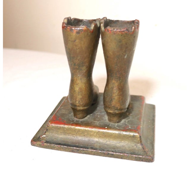 Rare Antique 19th Century Cast Iron Pair Lady Boots Match Holder Door Stopper For Sale In New York - Image 6 of 12