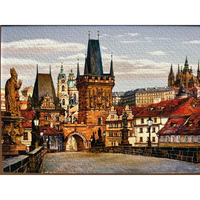 Vintage Watercolor of the Charles Bridge in Prague For Sale - Image 4 of 5