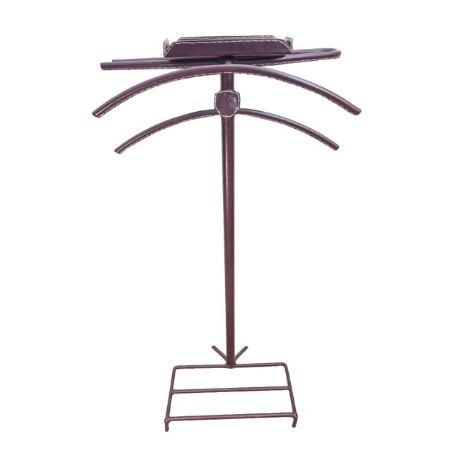 Leather Sheathed Bedroom Valet attributed to Jacques Adnet, 1950s For Sale