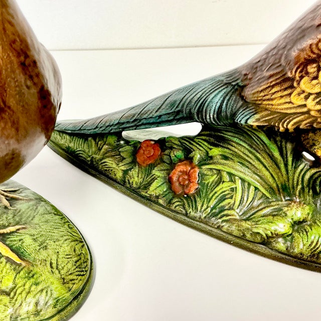 Ceramic 1973 Boho Chic Americana Folk Art Ceramic Pheasants - A Pair For Sale - Image 7 of 16