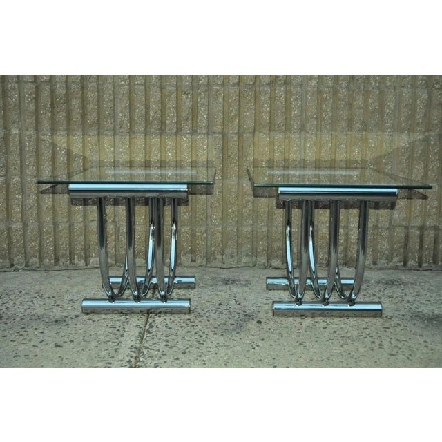 Vintage Mid Century Modern Romeo Rega Style Chrome Arch Side End Tables - A Pair For Sale - Image 11 of 12