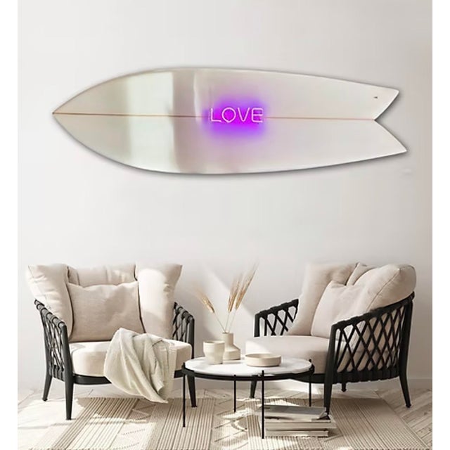 Love #4 is a 6' Neon on Epoxy Resin Surfboard Clear acrylic mounting brackets included. Bobbi Bennett is a California-...