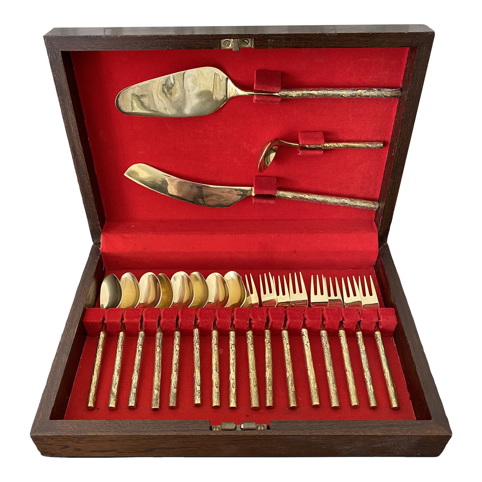 Mid-Century Chinoiserie Brass Dessert Flatware Set - Branch Design- 20 ...