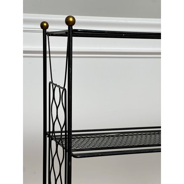 Tony Paul Style Vintage Mid-Century Modern Metal Etagere With Brass Ball Finials, 1960s For Sale - Image 11 of 14