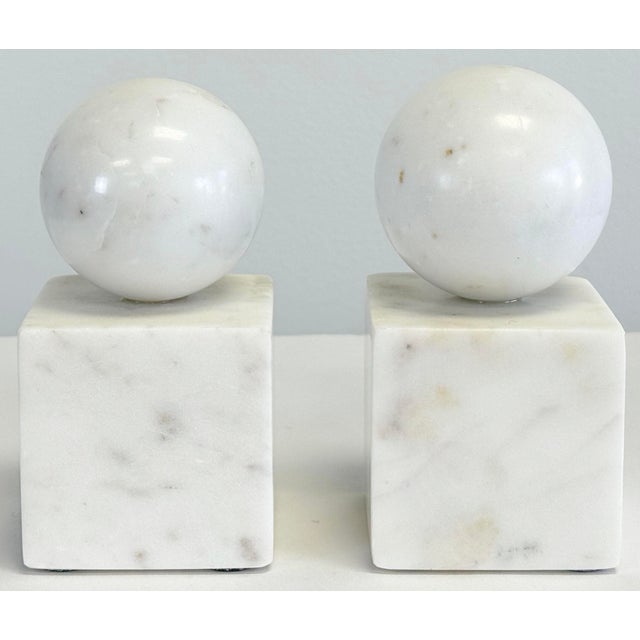 Vintage Alabaster Block Orb Bookends, a Pair For Sale In Kansas City - Image 6 of 12