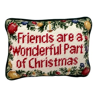Needlepoint Holiday Decorative Pillow For Sale