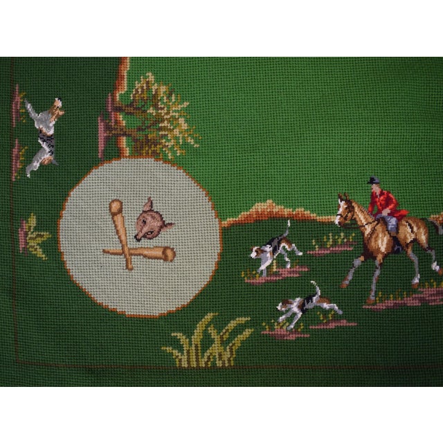 Traditional Hand Needlepoint Fox Hunt Bridge Table Cover (Nwt) For Sale - Image 3 of 7