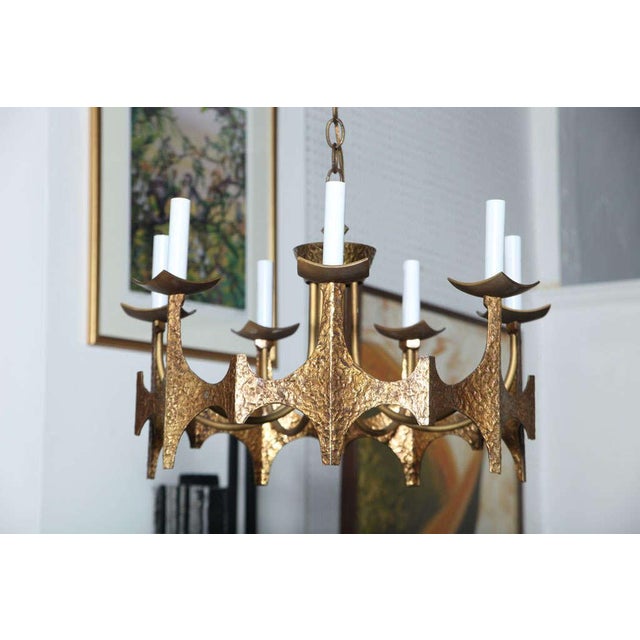 Mid-Century Modern Moe-Bridges Brutalist Hammered Mid Century Modern Chandelier, Circa 1970s For Sale - Image 3 of 10