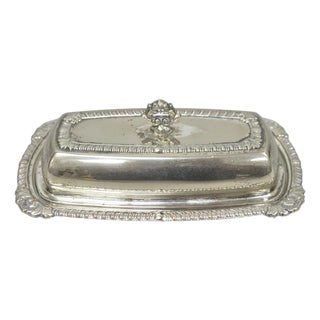 Vintage Victorian Silver Plated Repousse Covered Butter Dish W/ Glass Liner For Sale