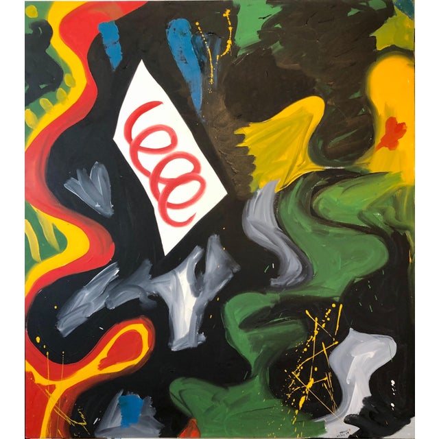 Richard Hennessy, 1979 Large Colorful Abstract Oil Painting "Nightlife" Jazz Inspired Art, 1979 For Sale - Image 9 of 10