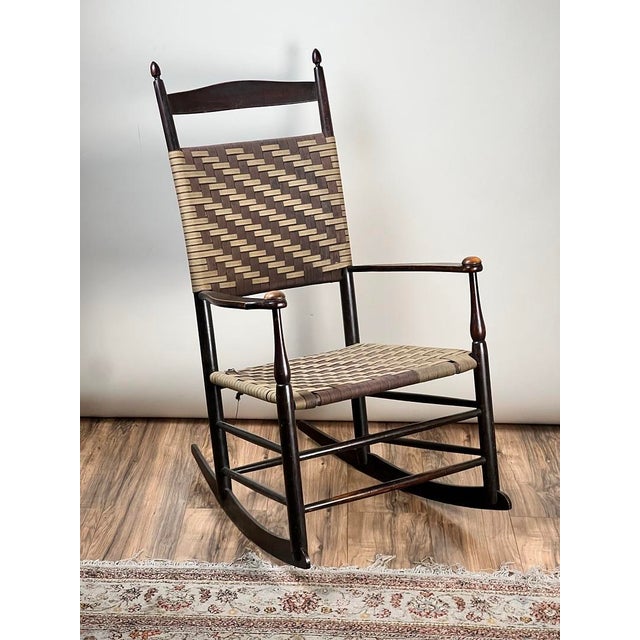 American Antique Shaker #6 Tape Seat Rocker by Mt. Lebanon Shakers C. Late 19th Century For Sale - Image 3 of 9