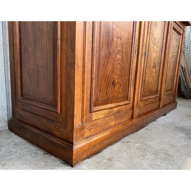 Early 20th Century Bookcase or Vitrine in Spanish Pine with Three Arch Glass Doors For Sale - Image 14 of 18