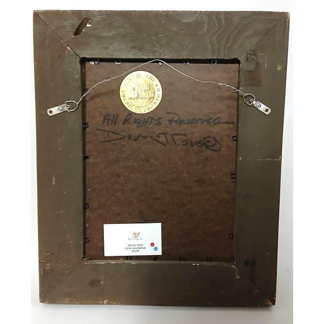 American John DeMott, Signed & Framed Oil Painting "On the Alert" For Sale - Image 3 of 5