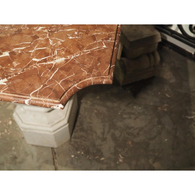 Brick Red 19th Century Carrara and Sicilian Marble Table From a Villa in Turin For Sale - Image 8 of 13
