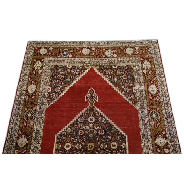 Brown & Red Handwoven Wool Vintage Turkish Oushak Rug 4'5" X 6'5" For Sale In Houston - Image 6 of 8