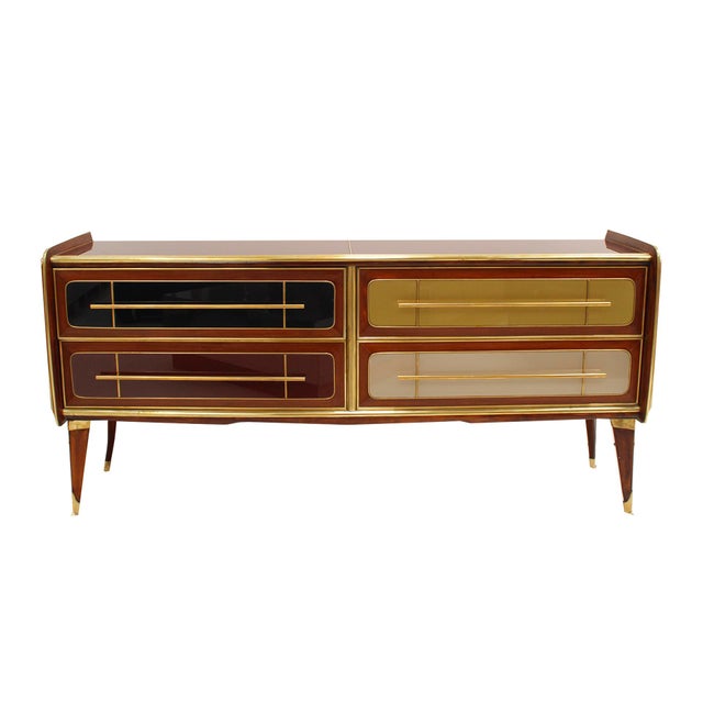 Italain Sideboard in Wood & Glass, 1950s For Sale - Image 5 of 5