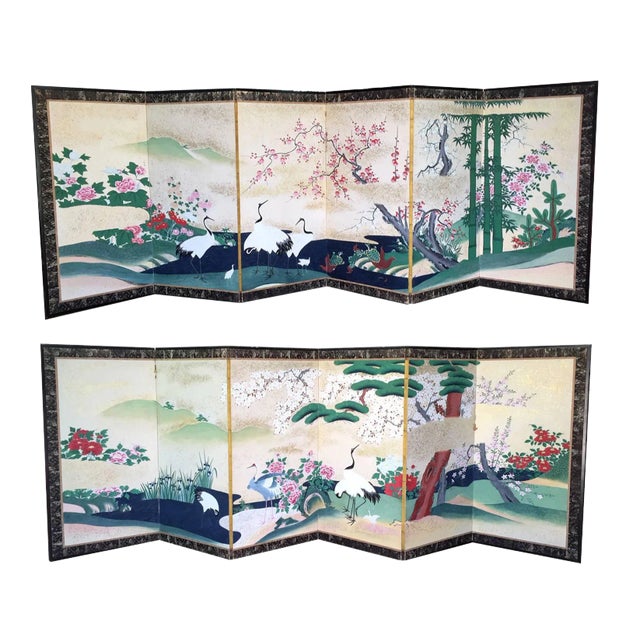 Rare Antique Japanese Folding Screens With Provenance - a Pair For Sale