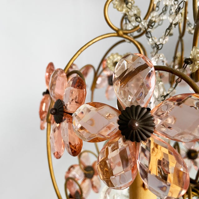 Italian Art Nouveau Chandeliers in Pink Murano Glass and Brass, Early 1900s, 1890s, Set of 2 For Sale - Image 6 of 18