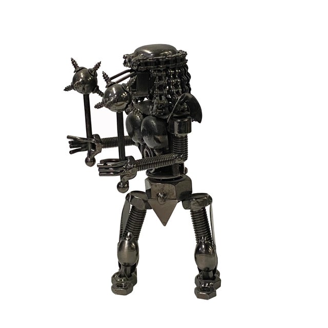 2010s Pewter Nickel Color Metal Mechanic Robot Display Art Figure For Sale - Image 5 of 6