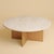 Round Roman Travertine and Oak Coffee Table by Lebanto For Sale - Image 4 of 4