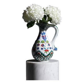 Handmade Ceramic Urn Vase (25cm) Vibrant Multi-Color Iznik Floral Garden Pattern – Traditional Turkish Decor For Sale