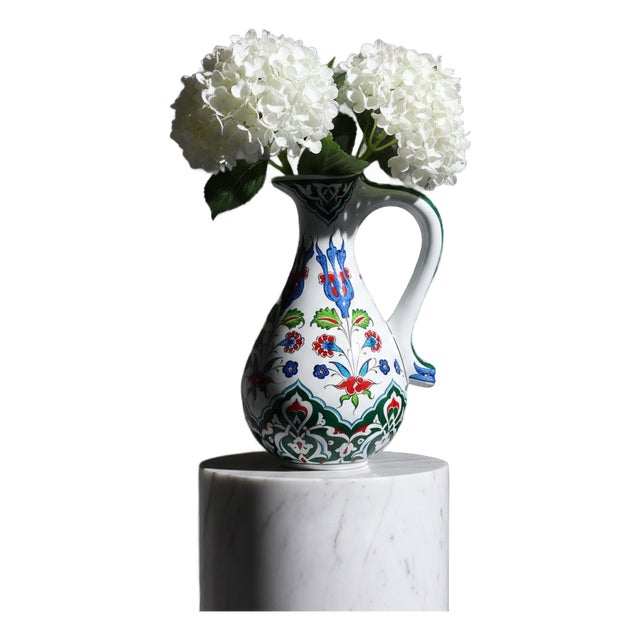 Handmade Ceramic Urn Vase (25cm) Vibrant Multi-Color Iznik Floral Garden Pattern – Traditional Turkish Decor For Sale