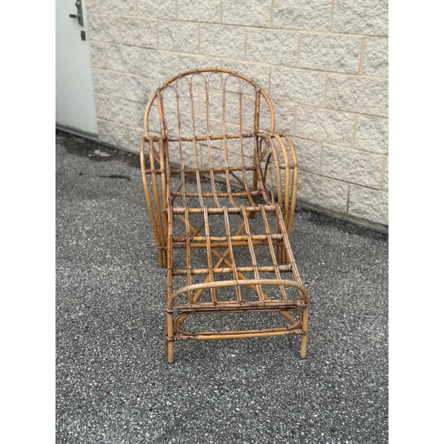 1970s Vintage 1970s Coastal Modern Italian Rattan Chaise Lounge For Sale - Image 5 of 12