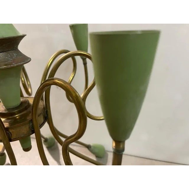 Stilnovo Italian Bronze Chandelier from Stilnovo, 1950s For Sale - Image 4 of 10