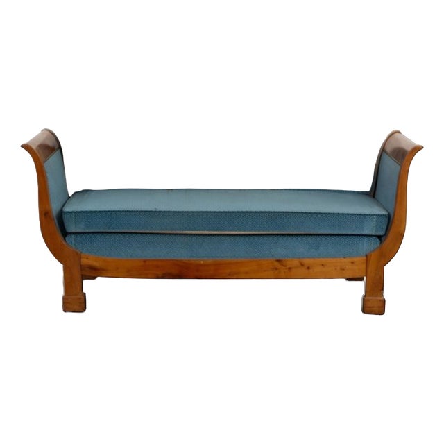 19th Century Daybed in Blue Velvet For Sale