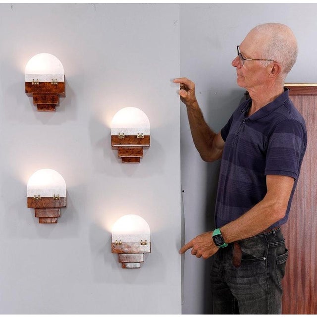 1940s Small Art Deco Wall Sconces, 1940s, Set of 4 For Sale - Image 5 of 13