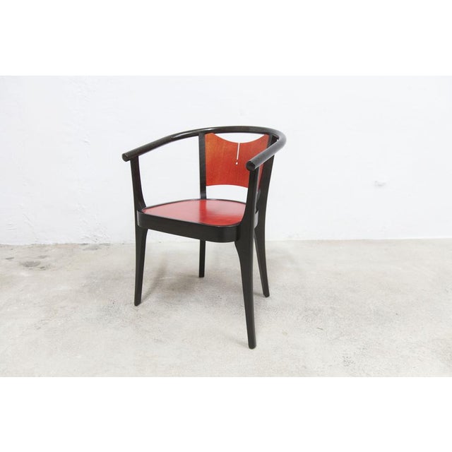 Baumann Armchairs Model Diese in Colour Wengé and Red from Pagnon Pelhaître, Set of 6 For Sale - Image 11 of 18