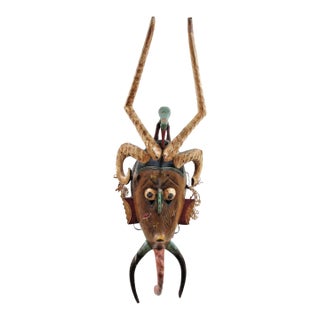 Antique Hand-Carved Polychrome Wooden Gouro Zauli Mask of the Ivory Coast For Sale